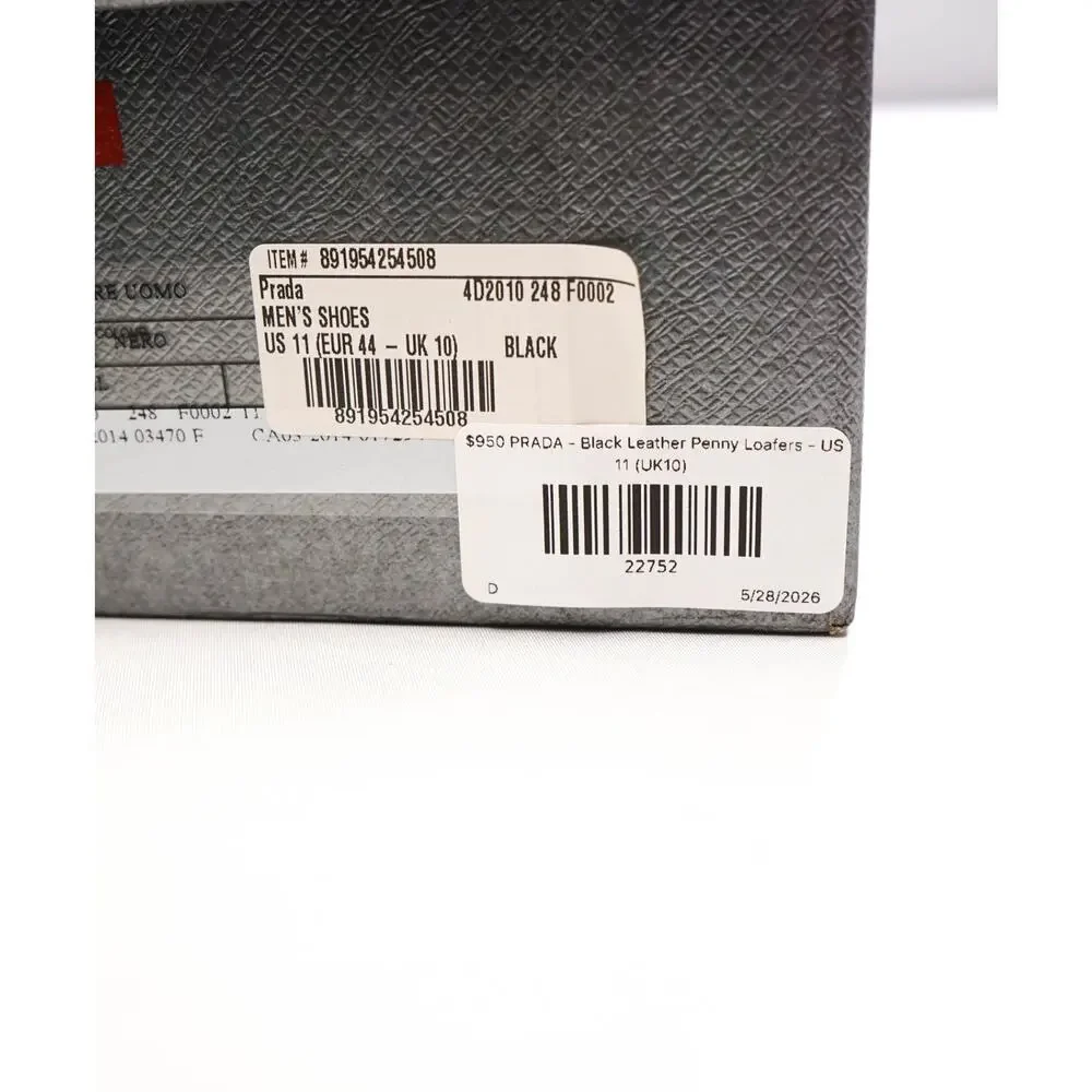 $950 PRADA LINEA ROSSA - Black Leather Penny Loafers - US 11 (UK10)